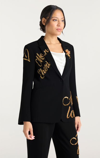 Cinq à Sept Crushed Sequin Loveletter Karlie Blazer