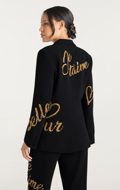 Cinq à Sept Crushed Sequin Loveletter Karlie Blazer