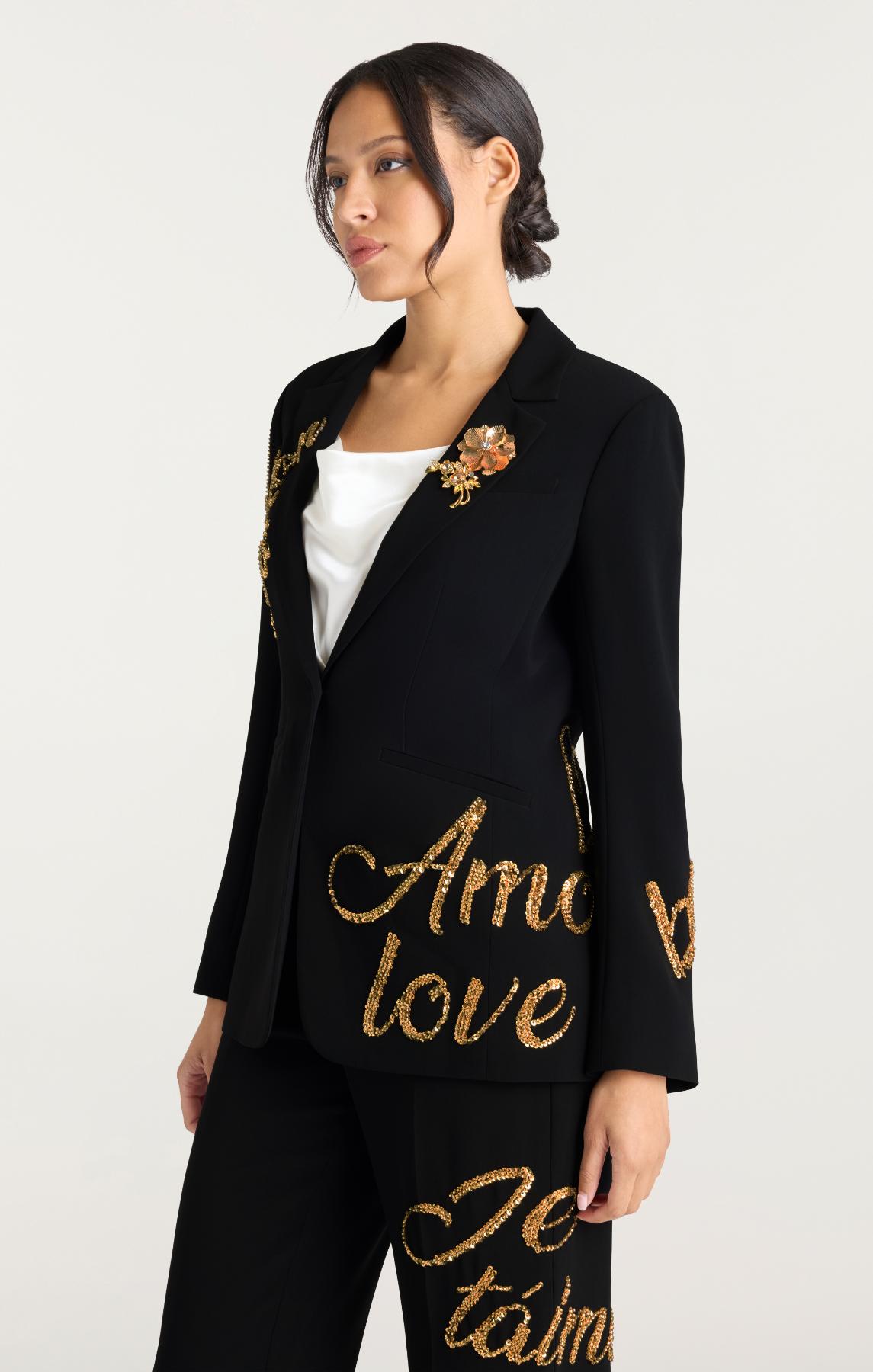 Cinq à Sept Crushed Sequin Loveletter Karlie Blazer