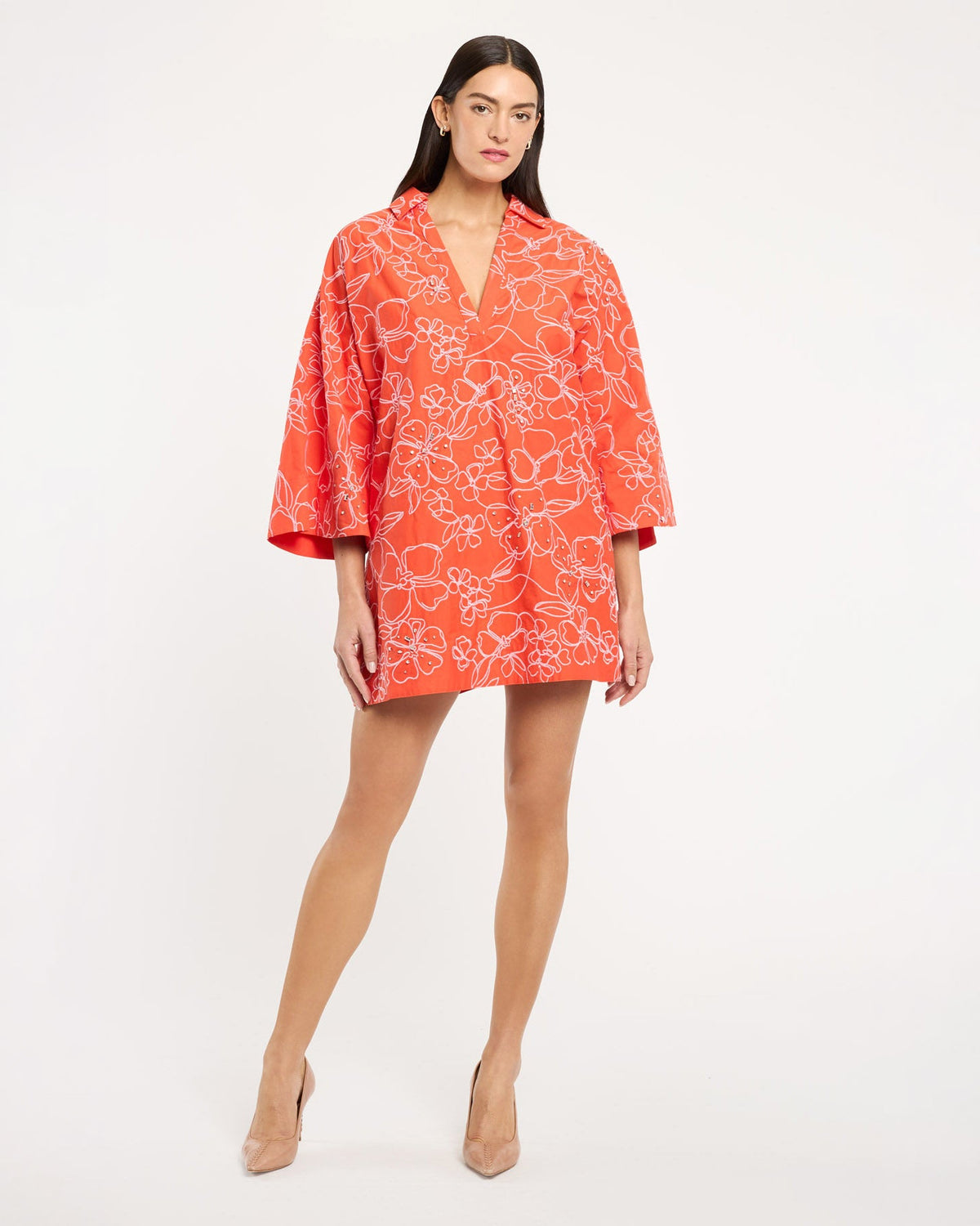 Cinq à Sept Embroidered Poplin Arcia Kaftan