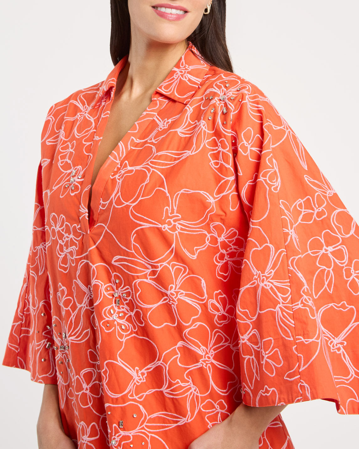 Cinq à Sept Embroidered Poplin Arcia Kaftan