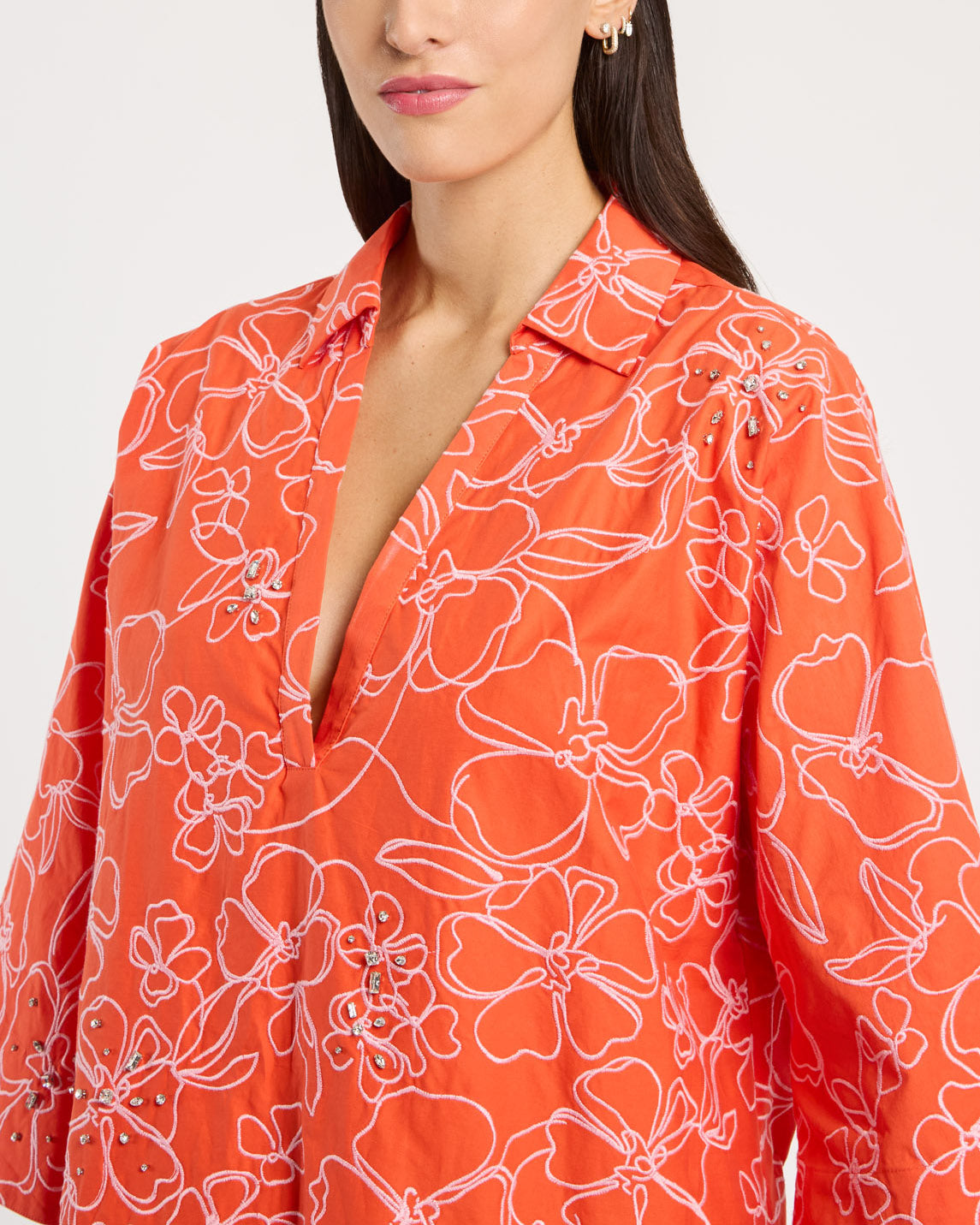 Cinq à Sept Embroidered Poplin Arcia Kaftan