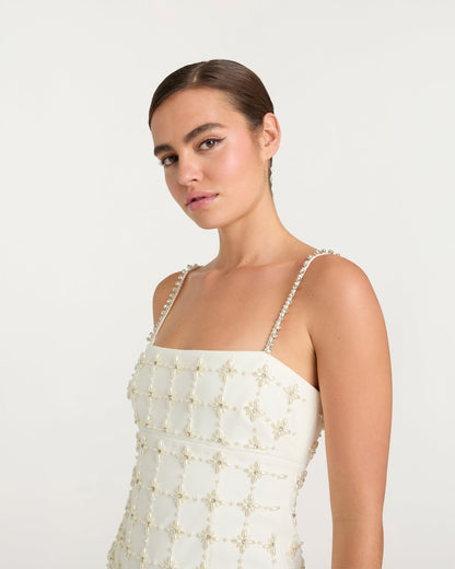 Cinq à Sept Pearl Crystal Iris Satine Dress