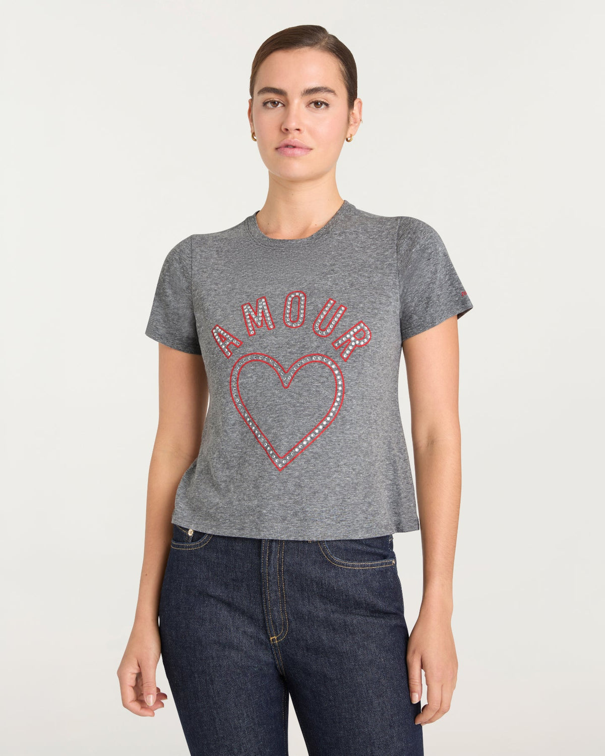 Cinq à Sept Crystal Amour Heart Shrunken Tee