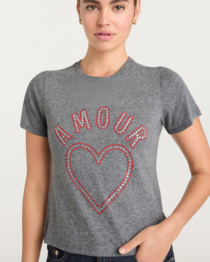 Cinq à Sept Crystal Amour Heart Shrunken Tee