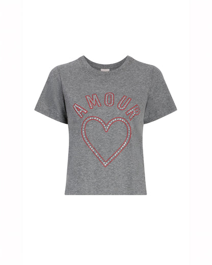 Cinq à Sept Crystal Amour Heart Shrunken Tee