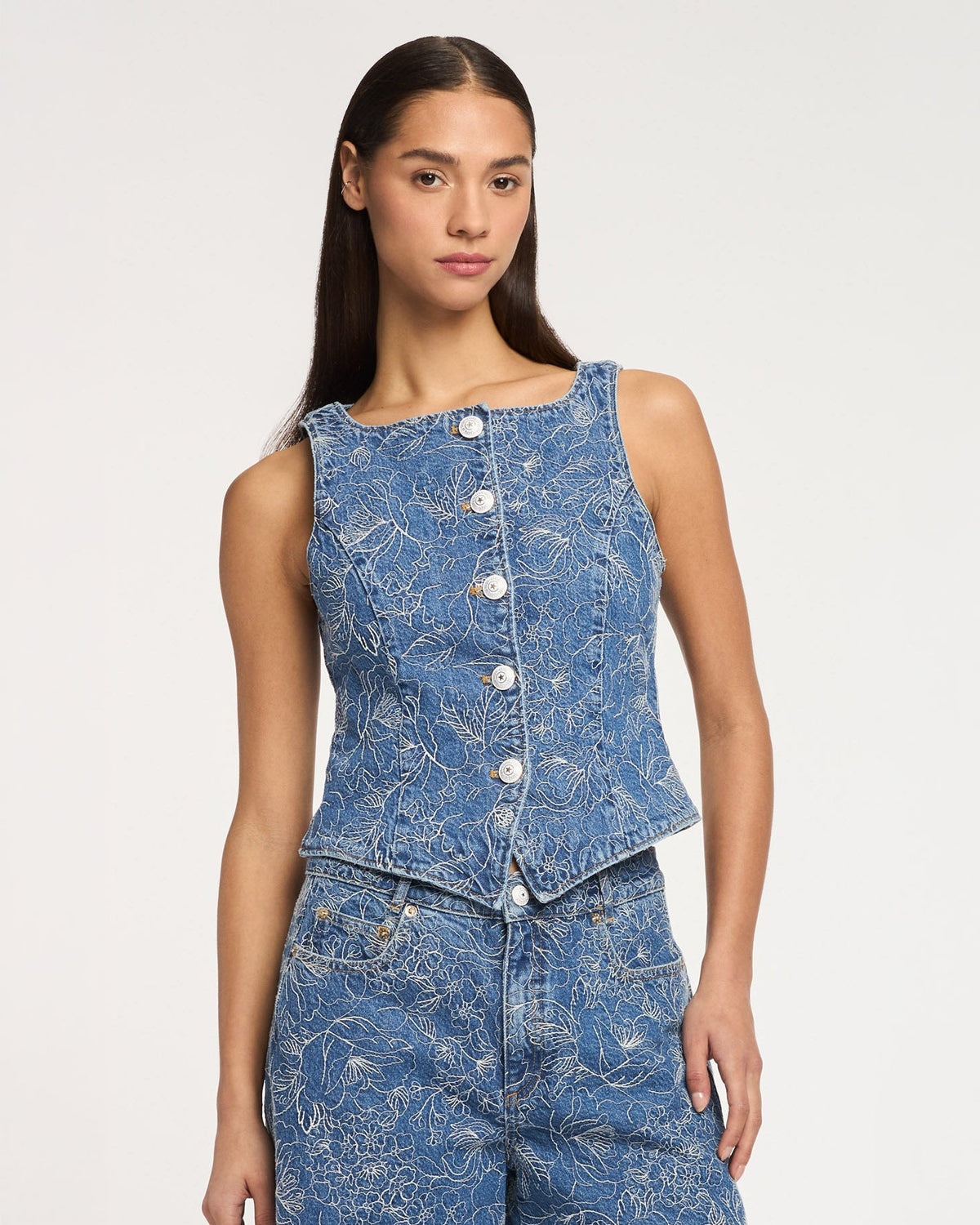 Cinq à Sept Garden Doodle Camen Jean Vest