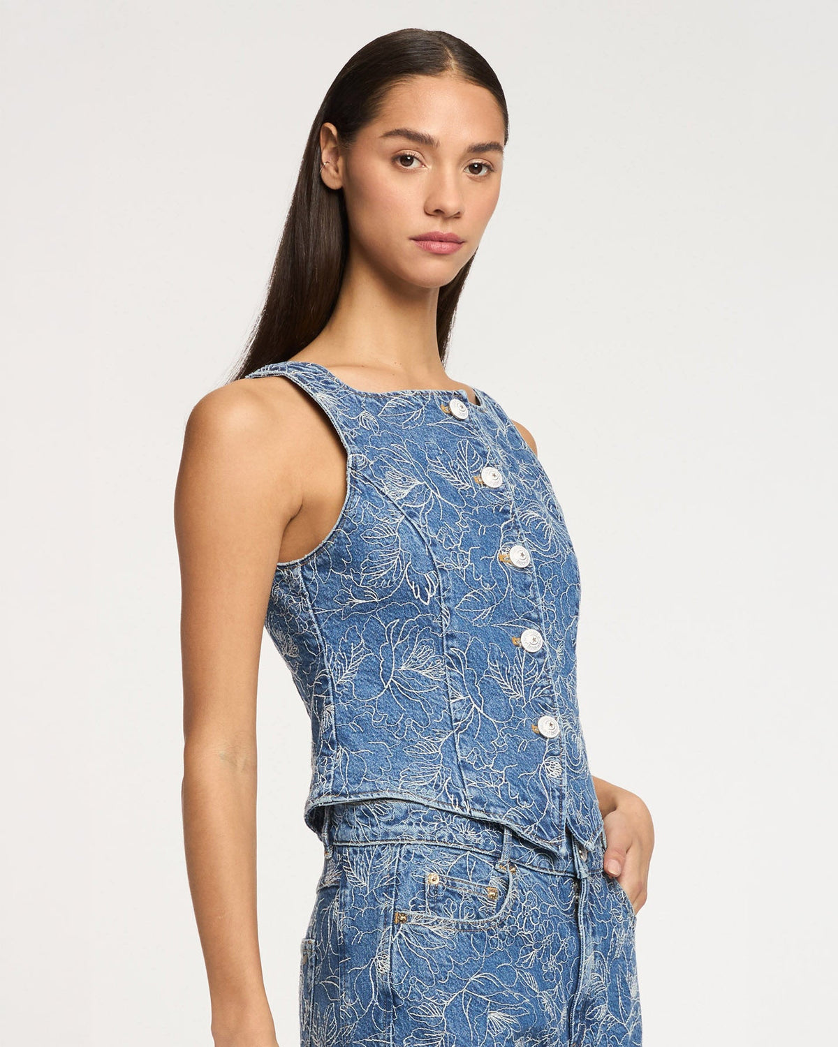 Cinq à Sept Garden Doodle Camen Jean Vest