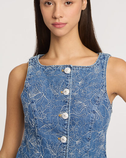 Cinq à Sept Garden Doodle Camen Jean Vest