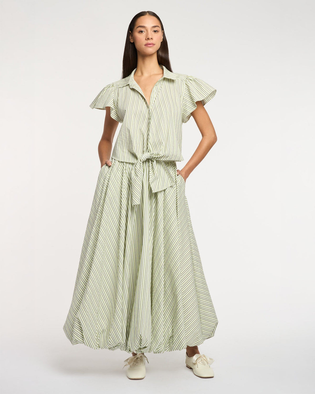 Cinq à Sept Sophie Stripe Flutter Sleeve Marianna Top