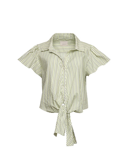 Cinq à Sept Sophie Stripe Flutter Sleeve Marianna Top