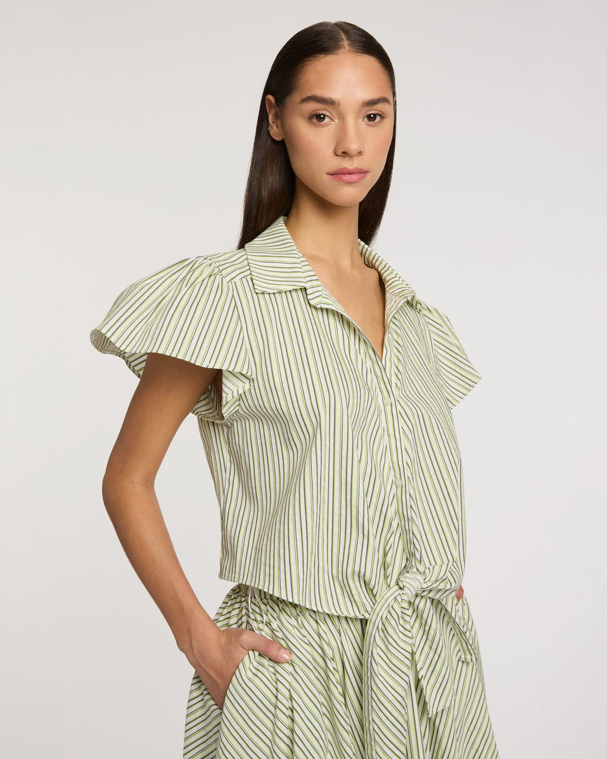 Cinq à Sept Sophie Stripe Flutter Sleeve Marianna Top