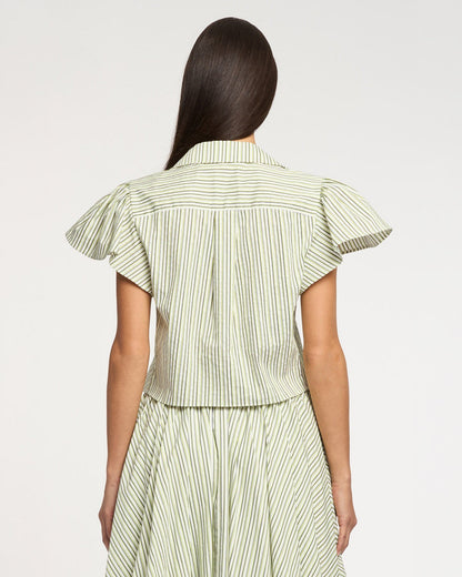 Cinq à Sept Sophie Stripe Flutter Sleeve Marianna Top