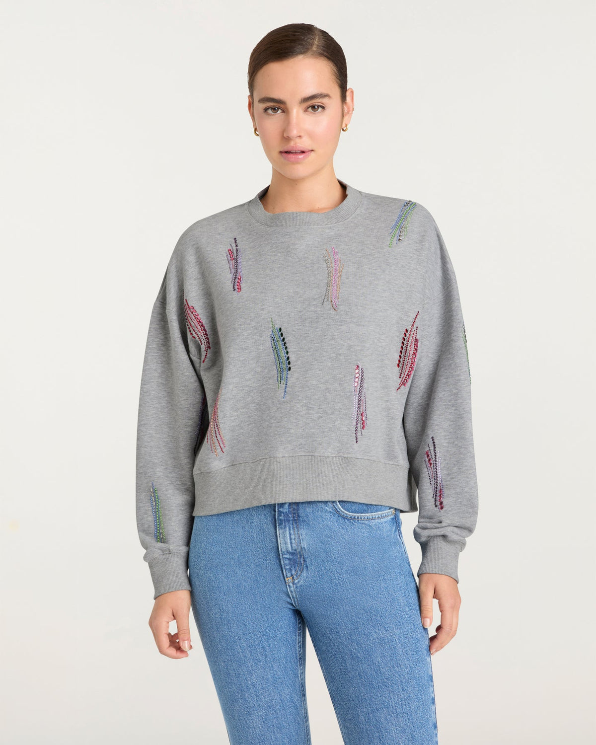 Cinq à Sept Paillette Whirl Brandy Pullover