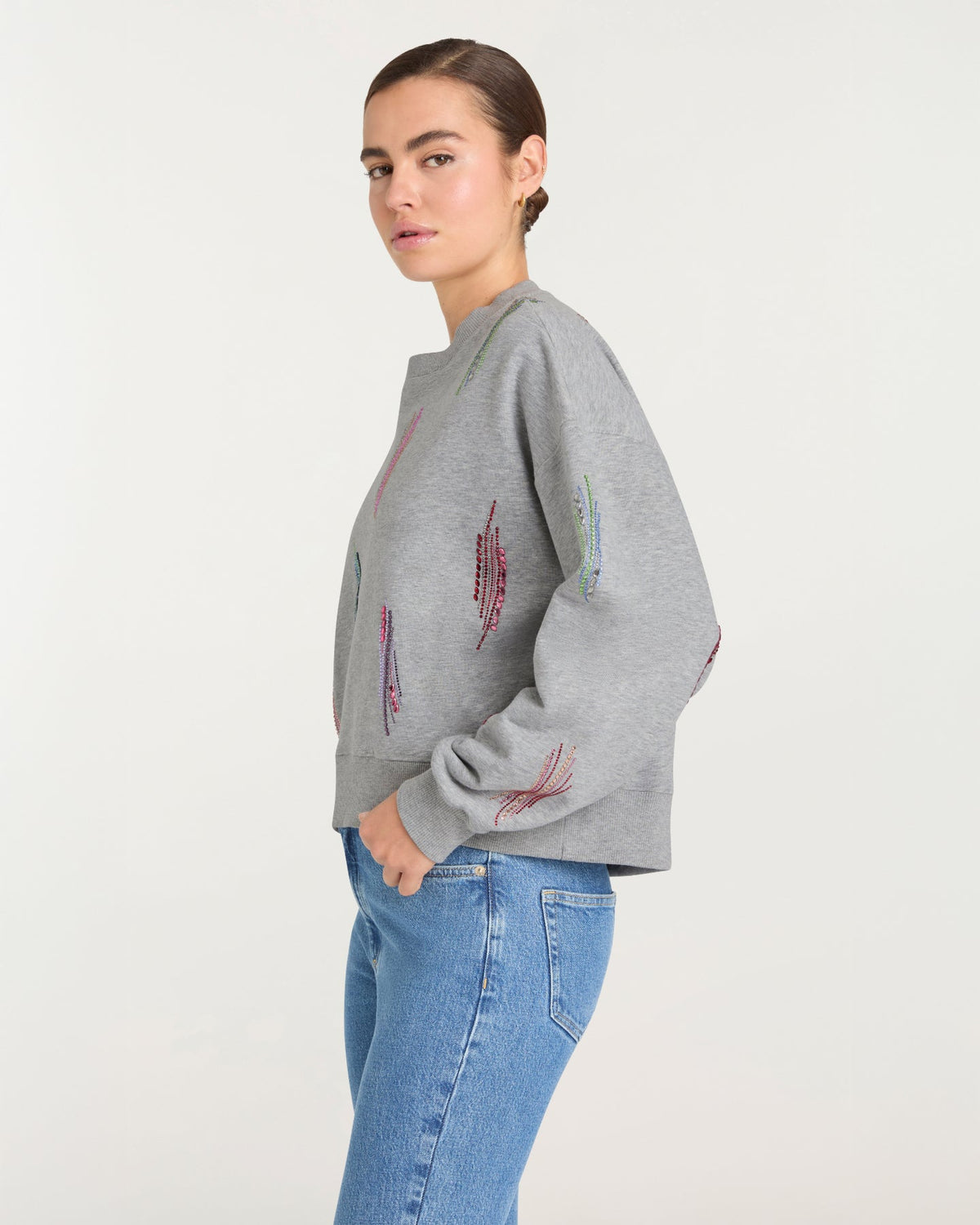 Cinq à Sept Paillette Whirl Brandy Pullover