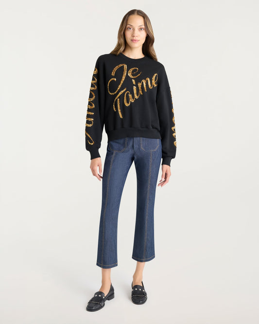 Cinq à Sept Crushed Sequin Loveletter Brandy Pullover