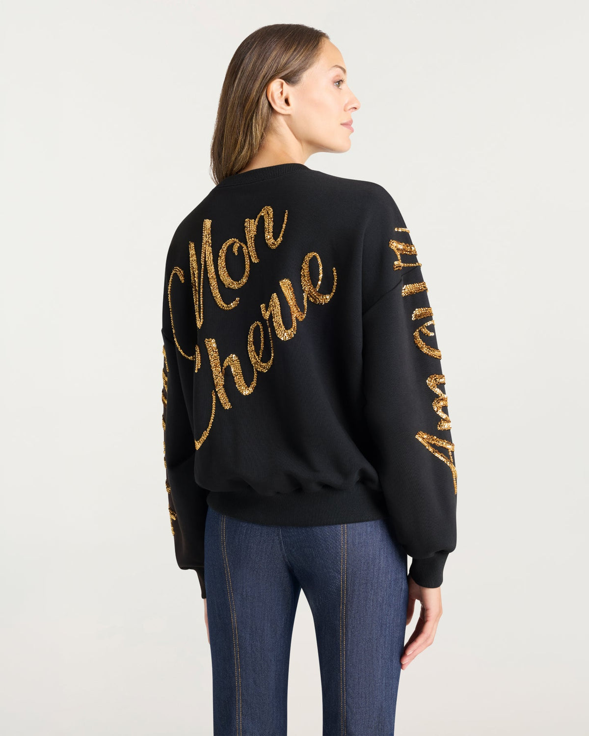 Cinq à Sept Crushed Sequin Loveletter Brandy Pullover