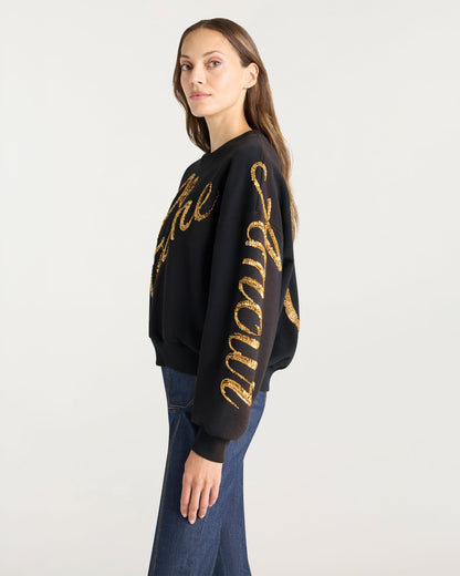 Cinq à Sept Crushed Sequin Loveletter Brandy Pullover