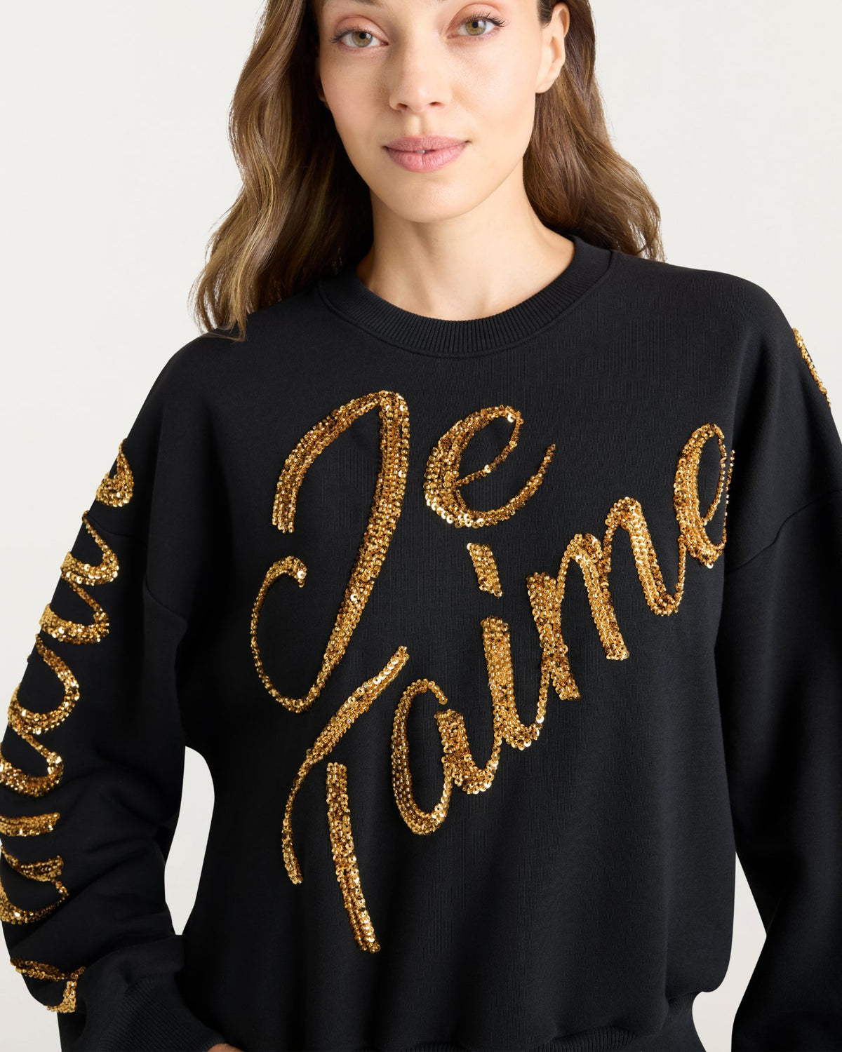 Cinq à Sept Crushed Sequin Loveletter Brandy Pullover