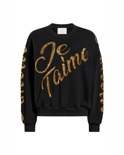 Cinq à Sept Crushed Sequin Loveletter Brandy Pullover