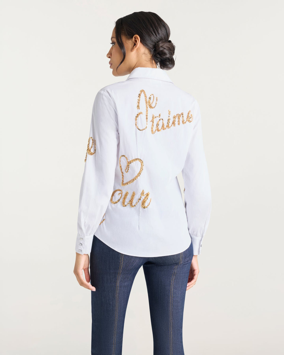 Cinq à Sept Crushed Sequin Loveletter Blanche Top