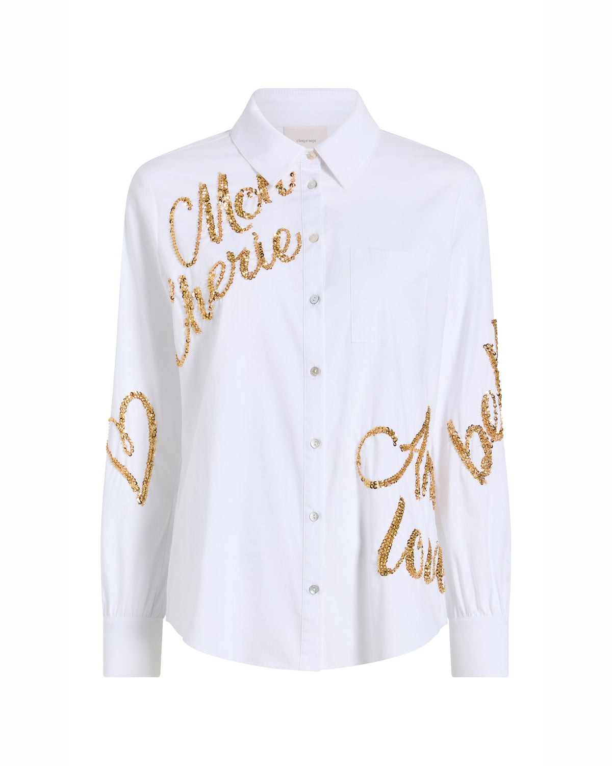 Cinq à Sept Crushed Sequin Loveletter Blanche Top