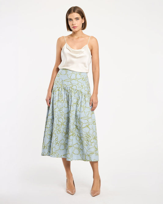 Cinq à Sept Embroidered Linework Floral Zoanne Skirt