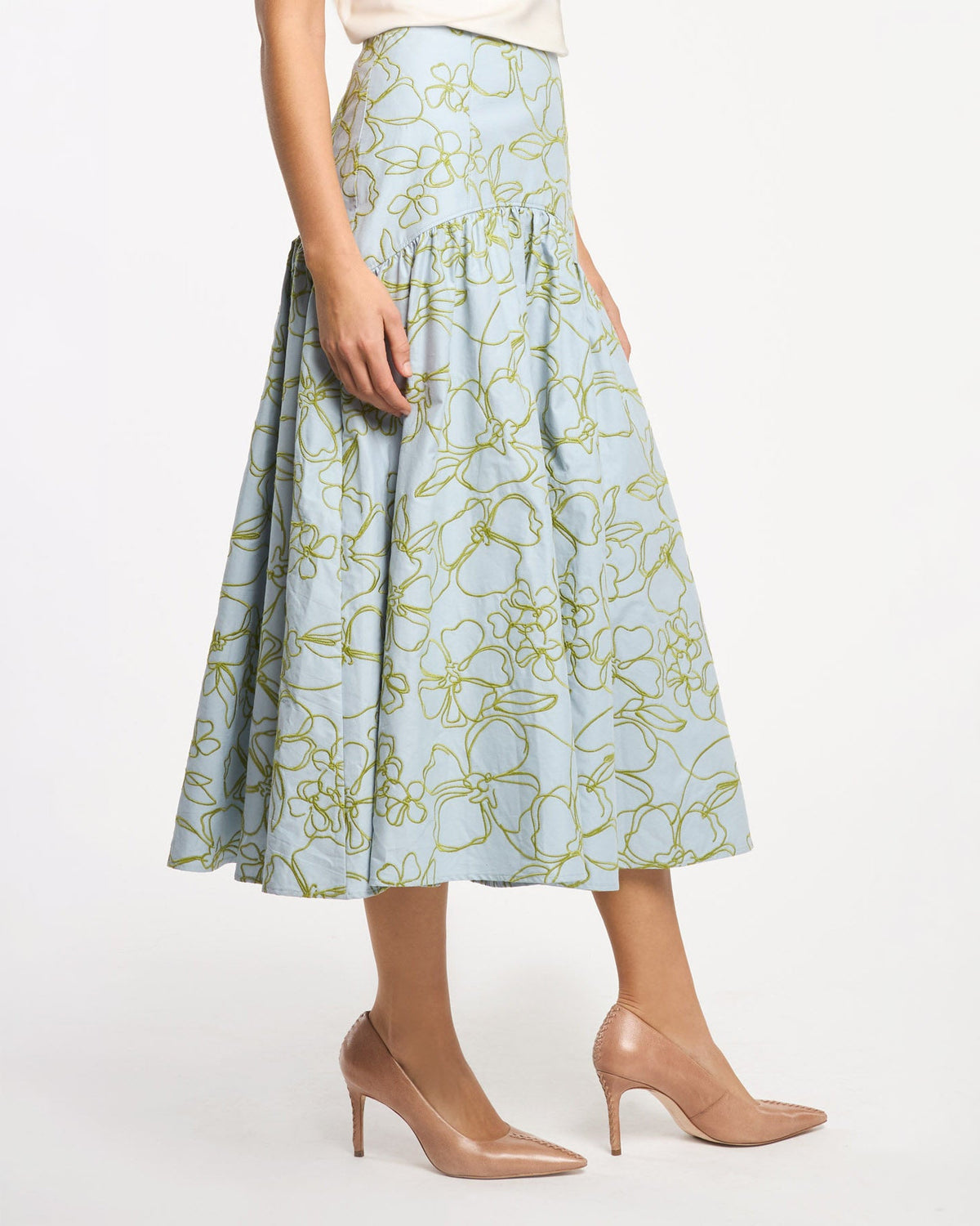 Cinq à Sept Embroidered Linework Floral Zoanne Skirt
