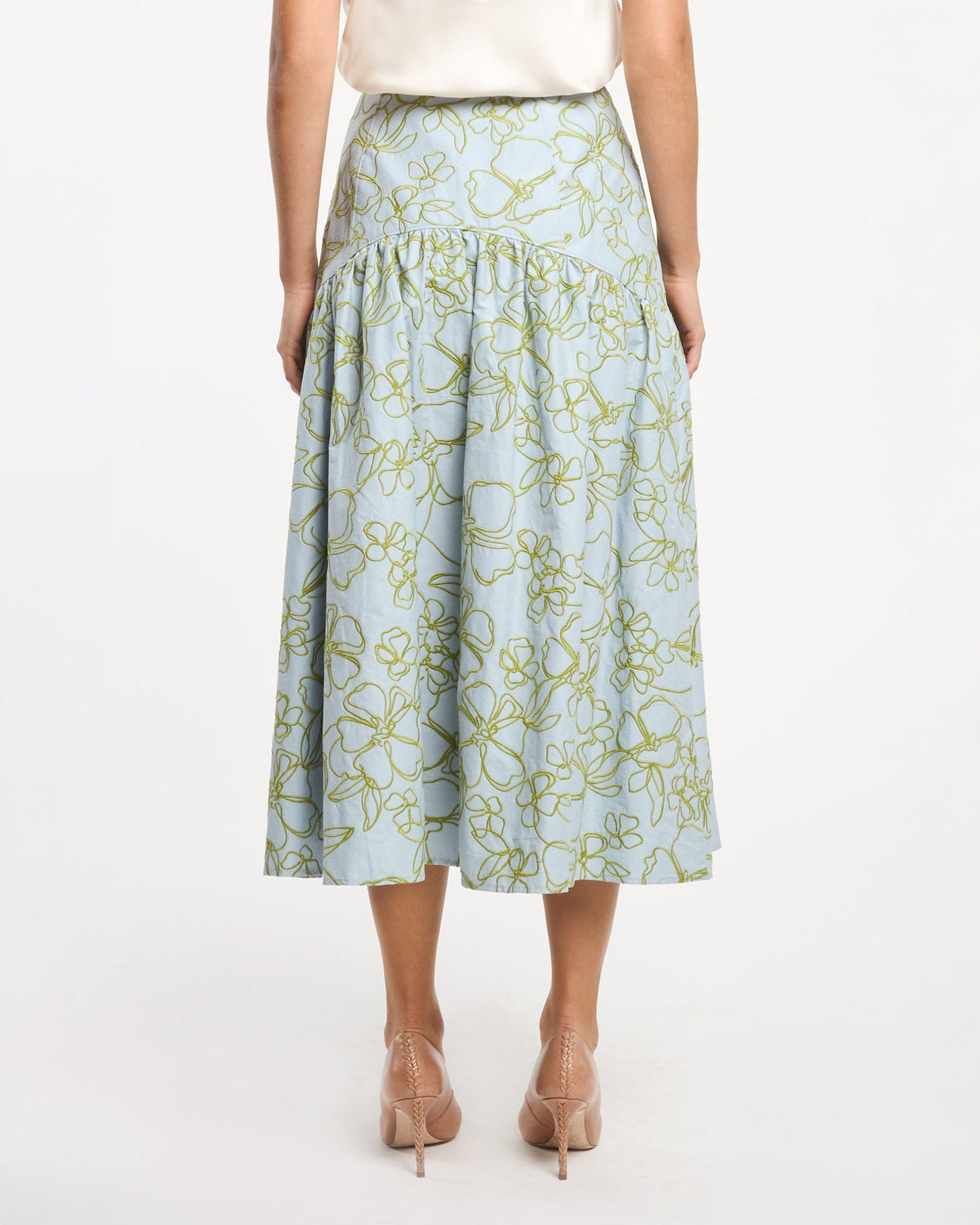 Cinq à Sept Embroidered Linework Floral Zoanne Skirt