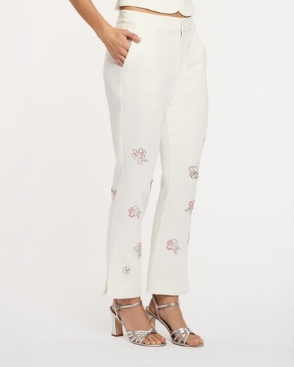 Cinq à Sept Blooming Linework Cropped Kerry Pant