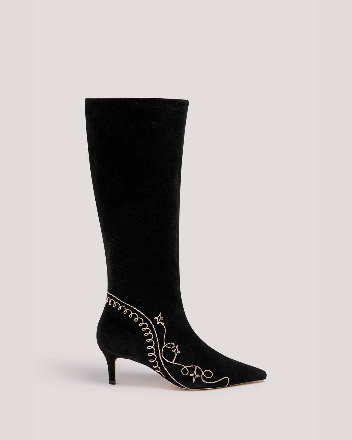 Cinq à Sept Casey Embroidered Kitten Heel Boot