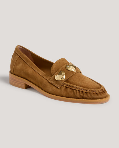 Cinq à Sept Gretta Metal Hearts Suede Loafer