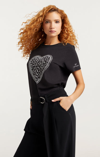 Cinq à Sept Rhinestone Love Letter Heart Tee