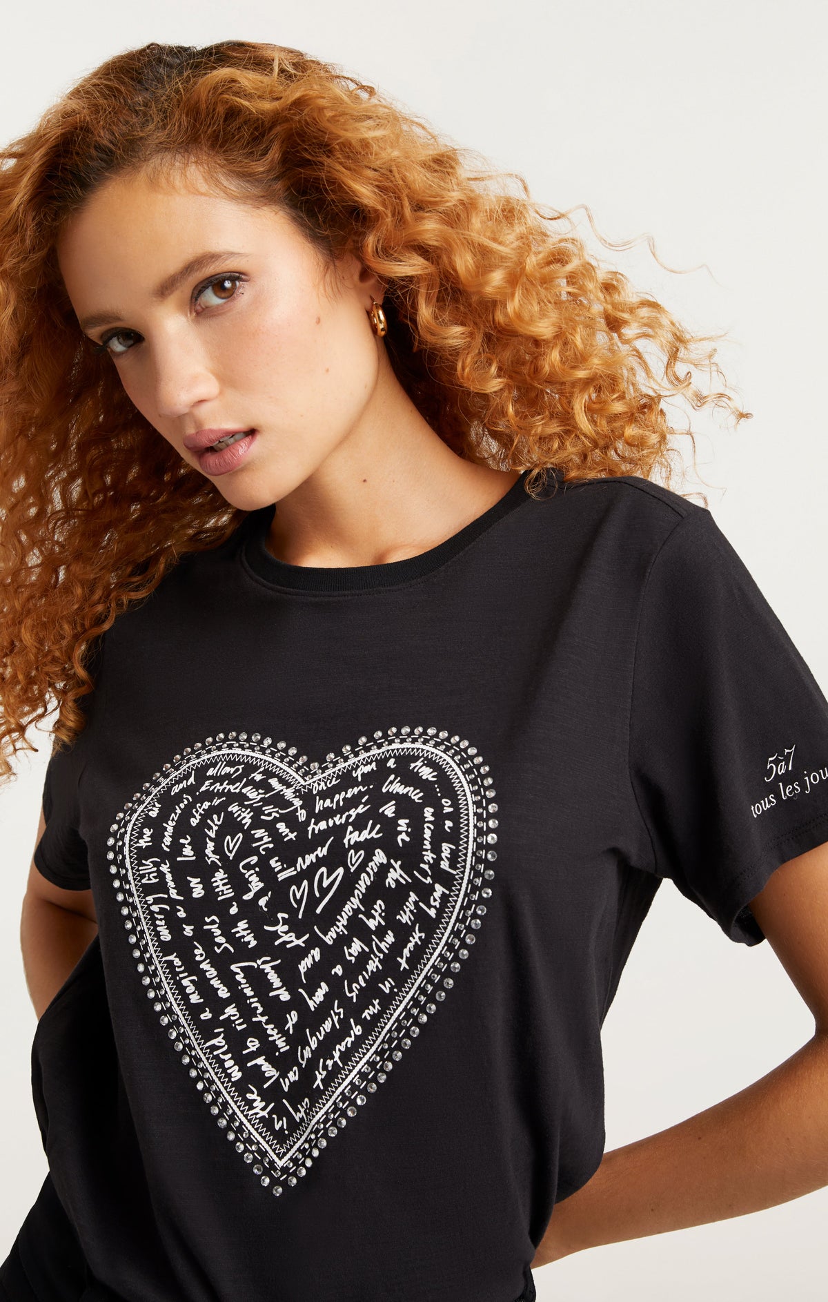 Cinq à Sept Rhinestone Love Letter Heart Tee
