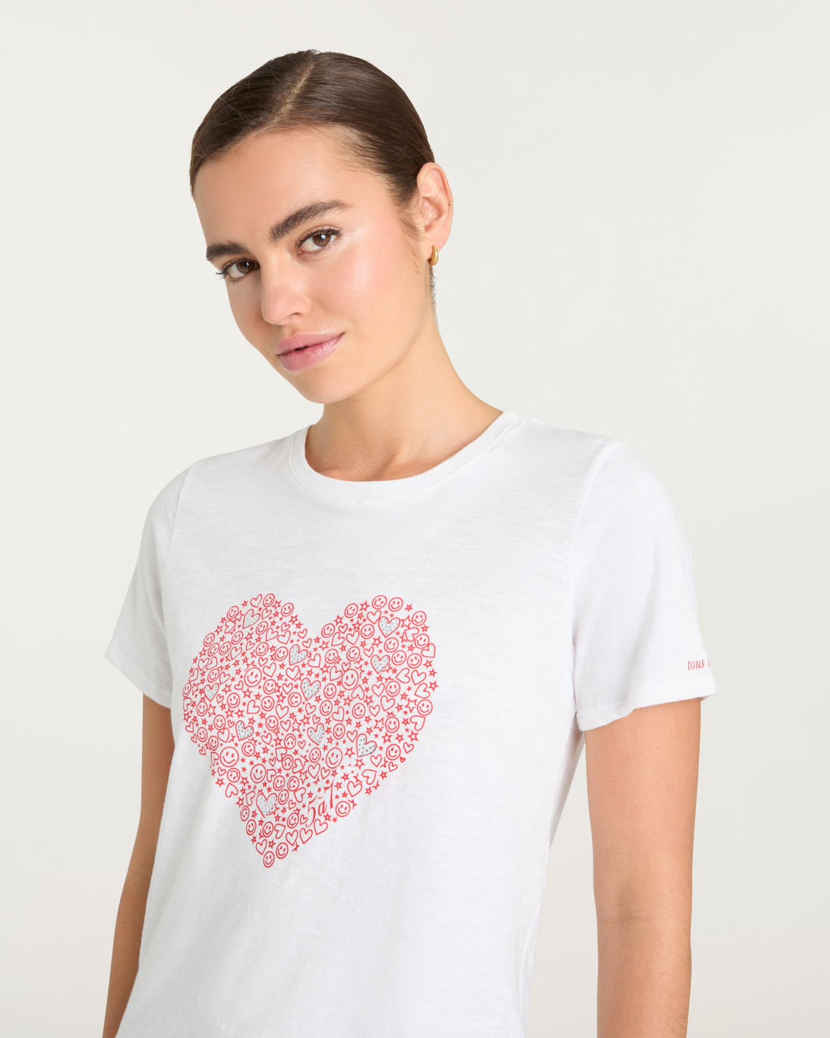 Cinq à Sept Rhinestone Doodle Heart Shrunken Tee