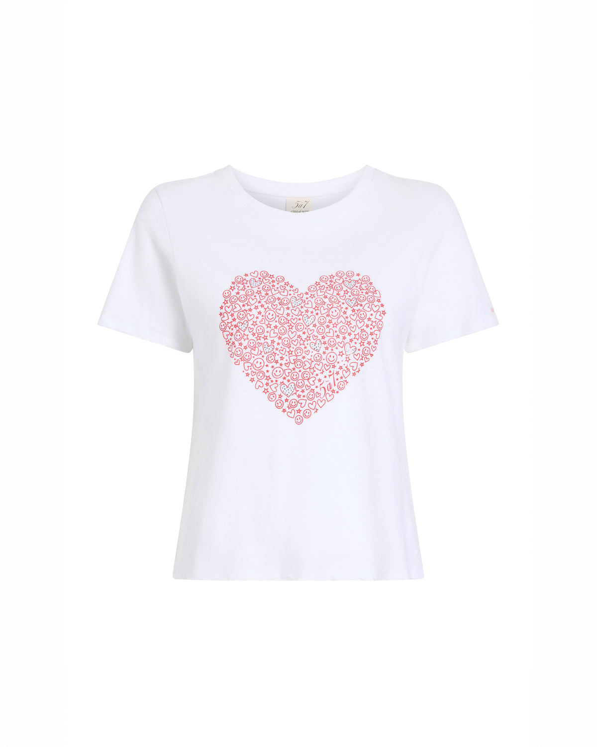 Cinq à Sept Rhinestone Doodle Heart Shrunken Tee