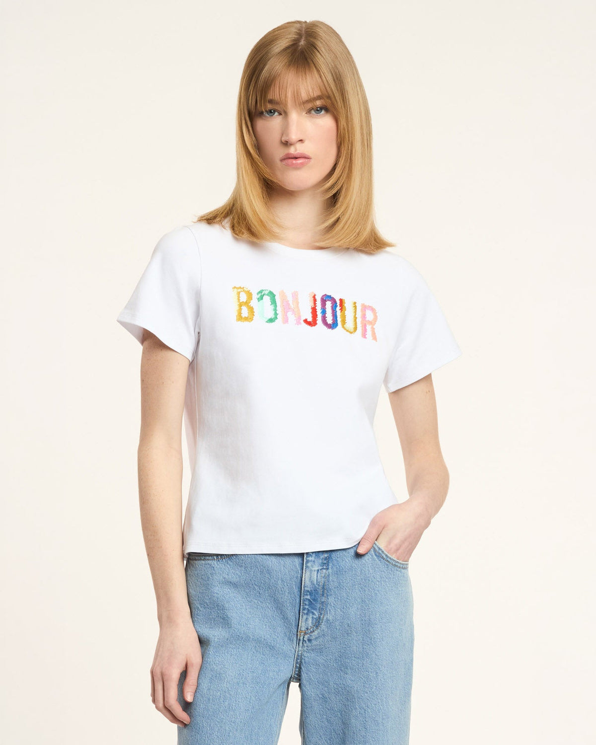 Cinq à Sept Bonjour Scribble Shrunken Tee