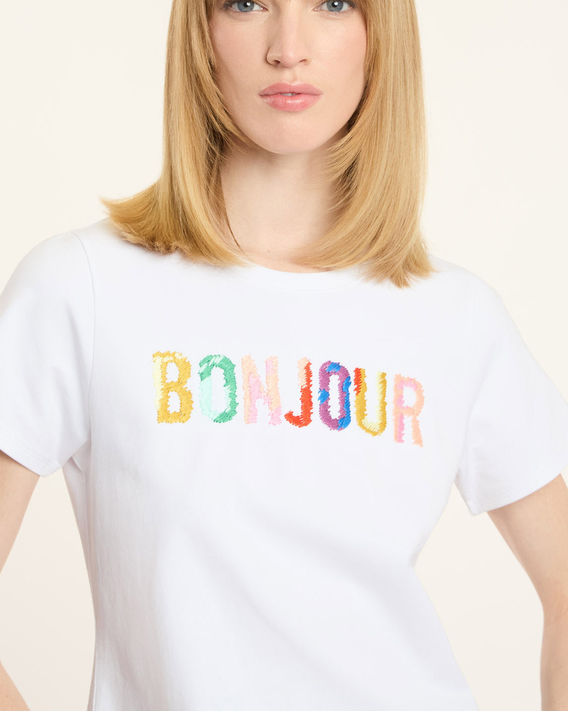 Cinq à Sept Bonjour Scribble Shrunken Tee
