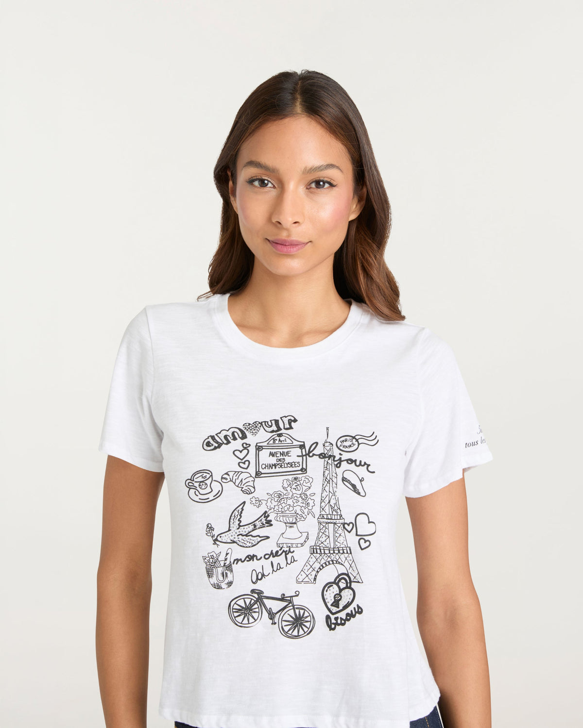 Cinq à Sept Rhinestone Paris Doodle Shrunken Tee