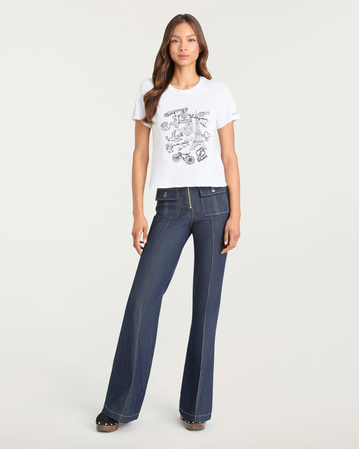Cinq à Sept Rhinestone Paris Doodle Shrunken Tee