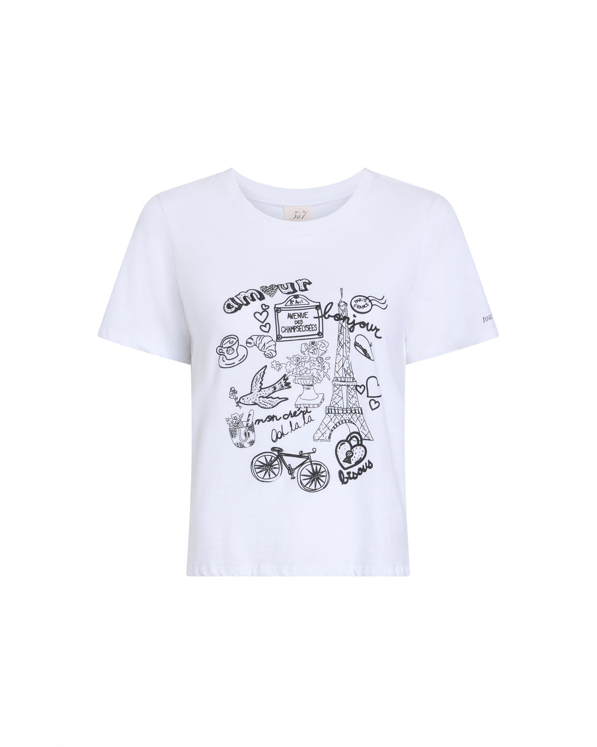 Cinq à Sept Rhinestone Paris Doodle Shrunken Tee