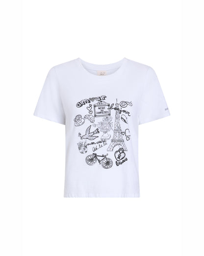 Cinq à Sept Rhinestone Paris Doodle Shrunken Tee