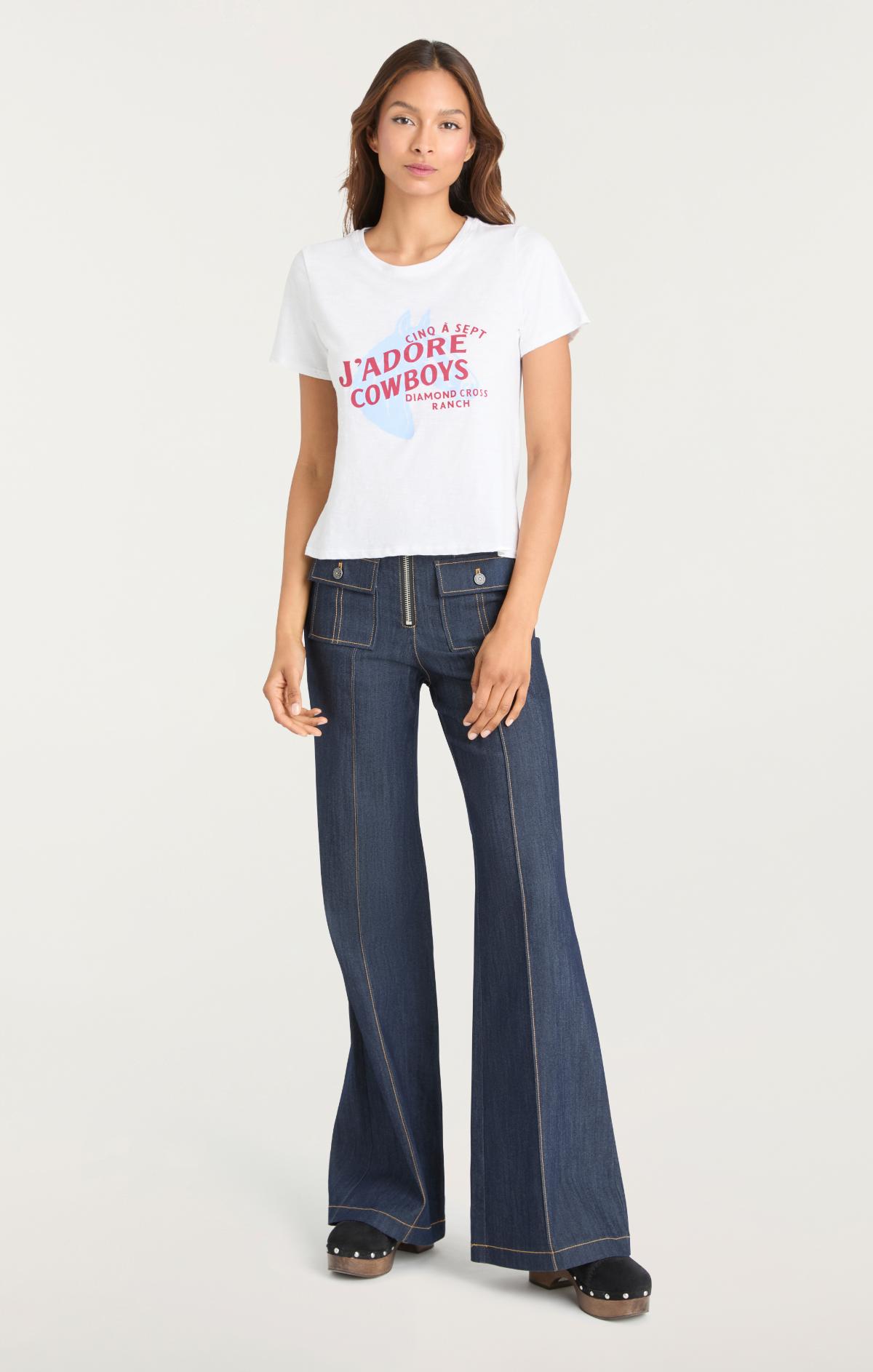 Cinq à Sept Jadore Cowboys Diamond Cross Ranch Shrunken Tee