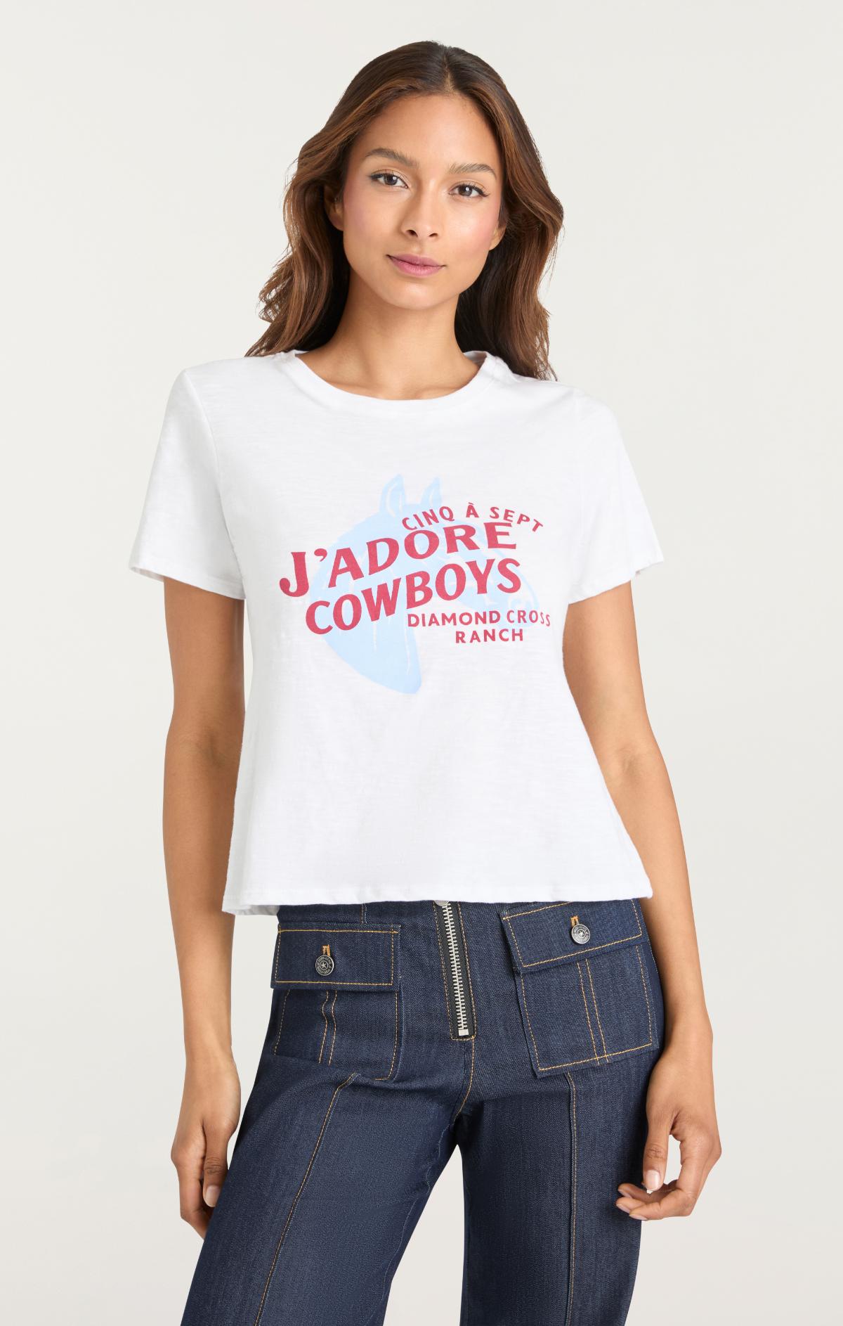 Cinq à Sept Jadore Cowboys Diamond Cross Ranch Shrunken Tee