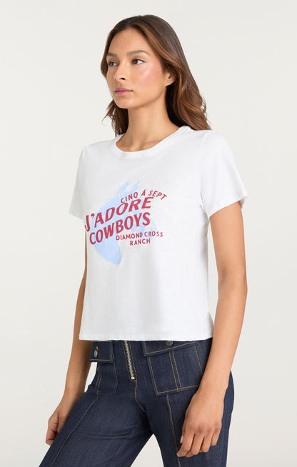 Cinq à Sept Jadore Cowboys Diamond Cross Ranch Shrunken Tee
