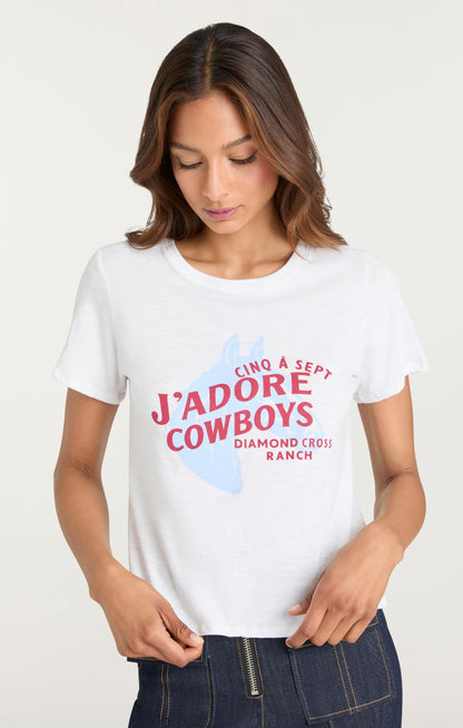Cinq à Sept Jadore Cowboys Diamond Cross Ranch Shrunken Tee