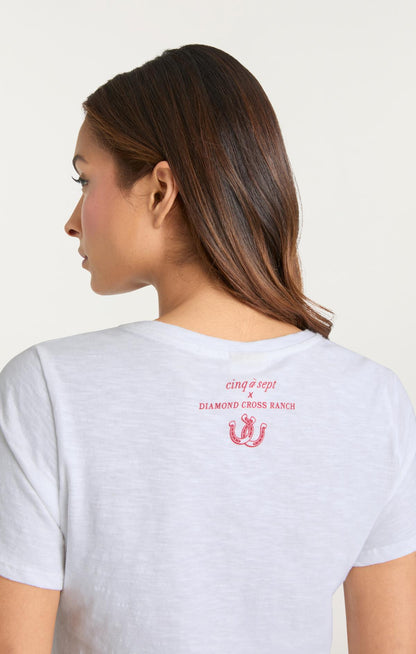 Cinq à Sept Jadore Cowboys Diamond Cross Ranch Shrunken Tee