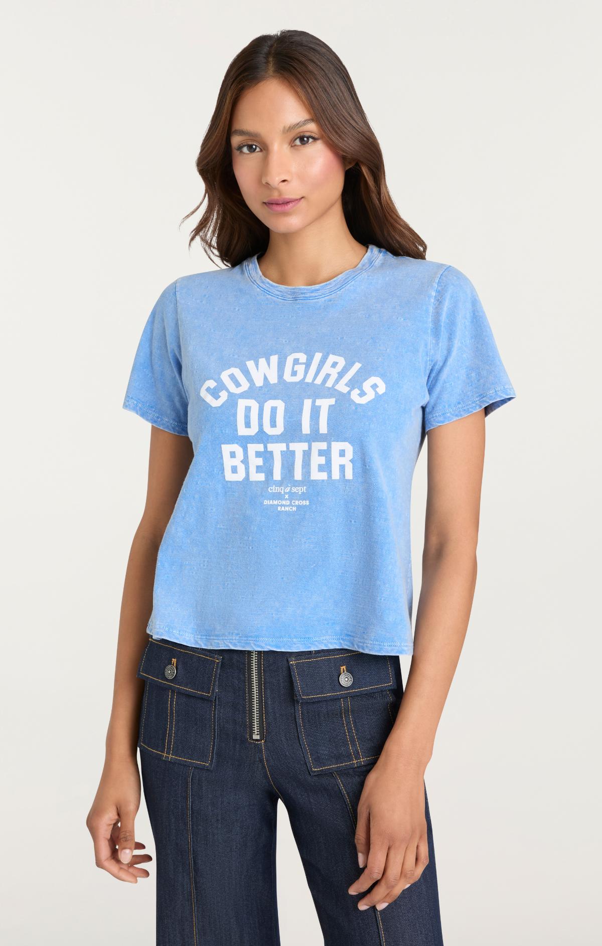 Cinq à Sept Garment Dyed Cowgirls Do It Better Shrunken Tee