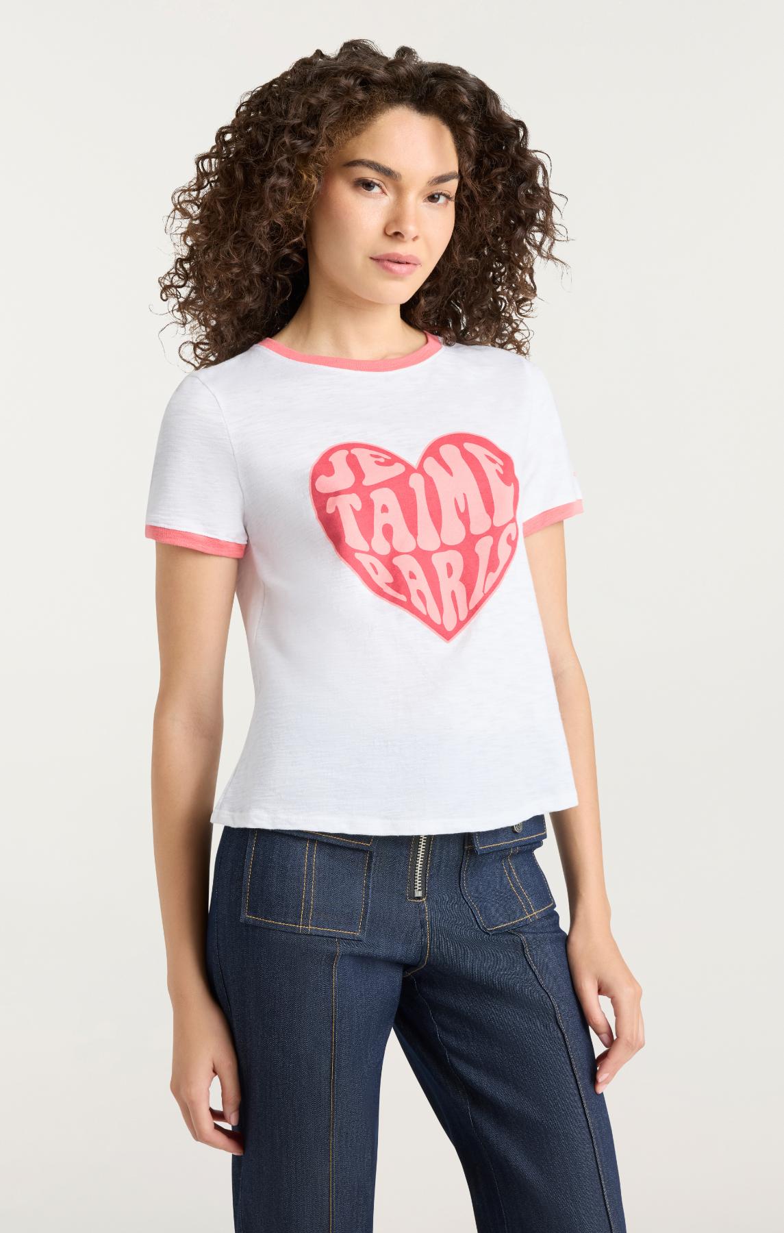 Cinq à Sept Je Taime Paris Shrunken Ringer Tee