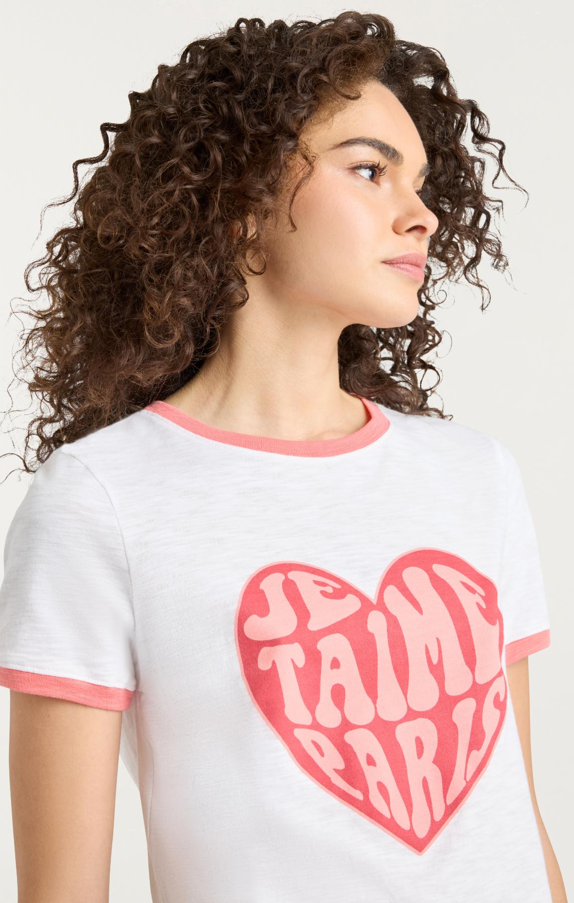 Cinq à Sept Je Taime Paris Shrunken Ringer Tee